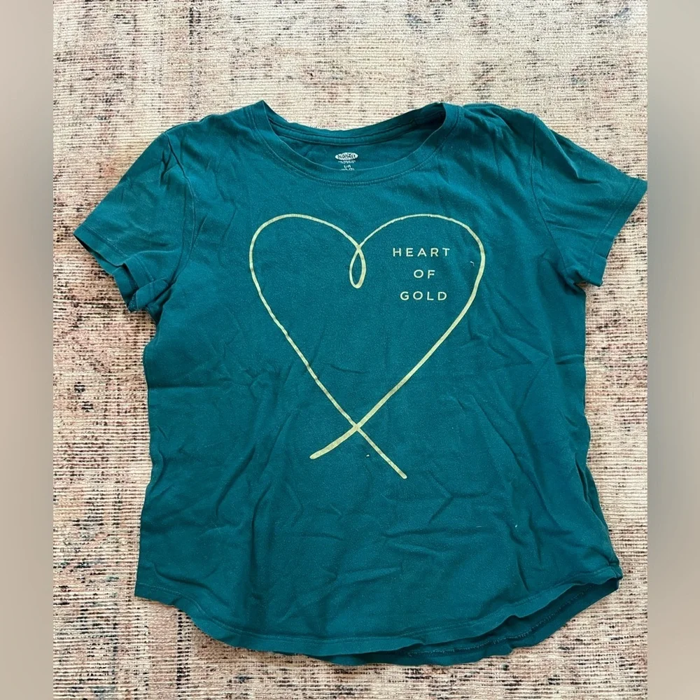 Old Navy Teal 'Heart of Gold' Kids Tee